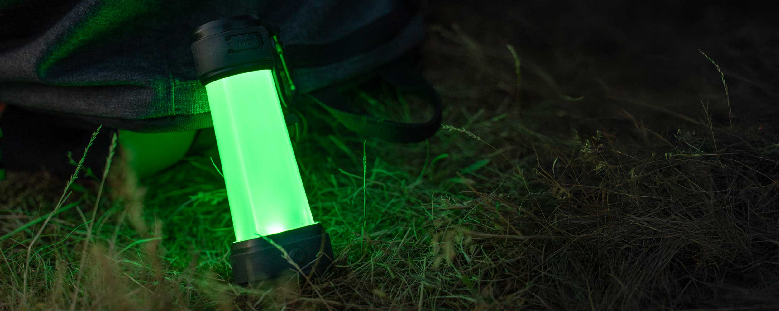 Intensity 552 Lantern Glowing Green on campsite