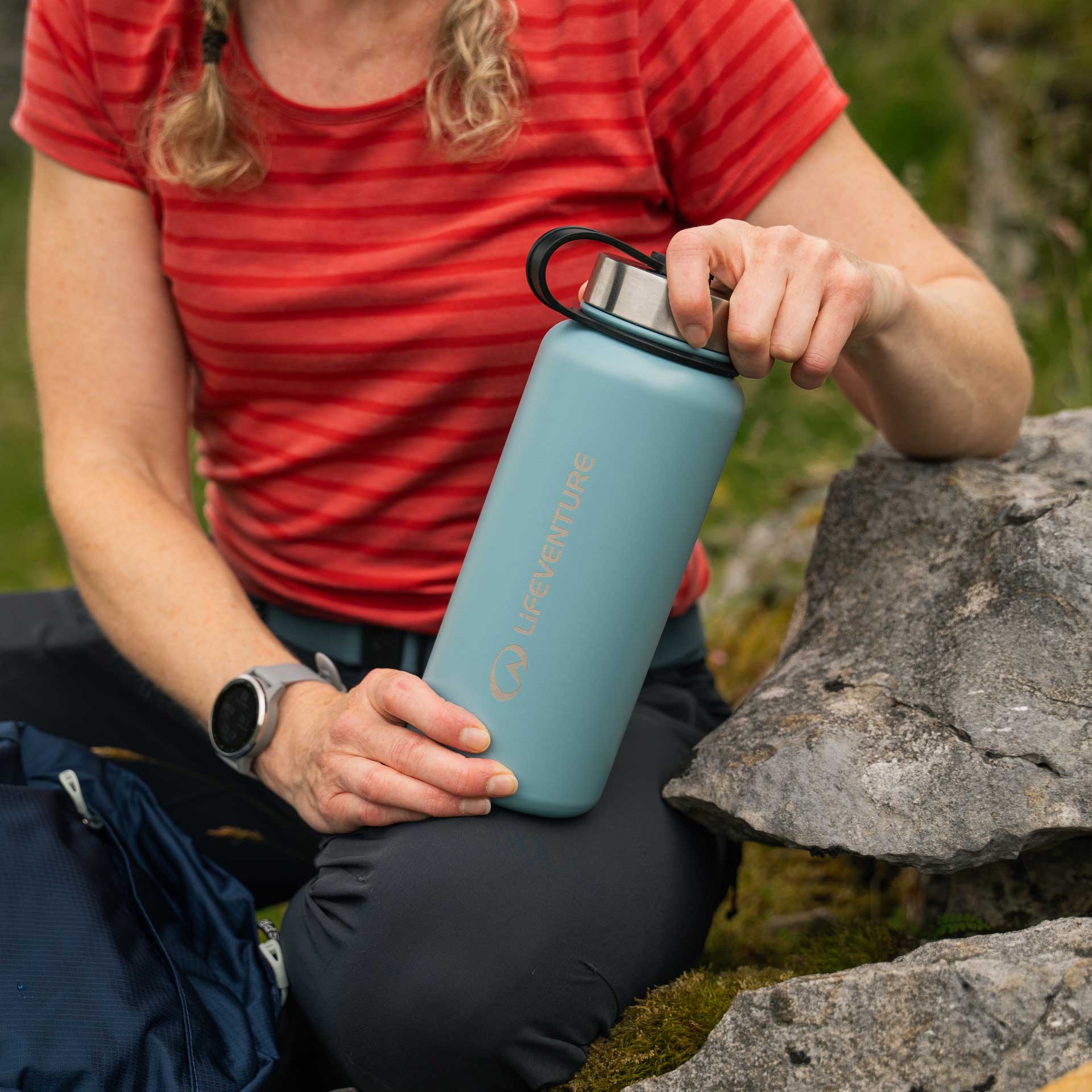 Stainless Steel Flask 1000ml - variant[Matt Ice Blue]